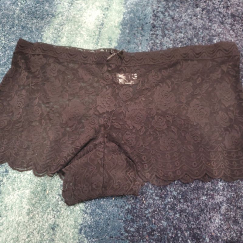 Black Nylon Stretch Lace 3XL Boyshort