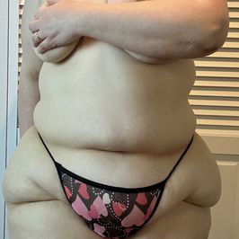 Worn  Valentines Pink and Red Heart Thong