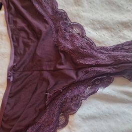 Worn purple panties