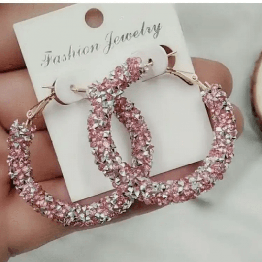 Pink and white elegant earrings