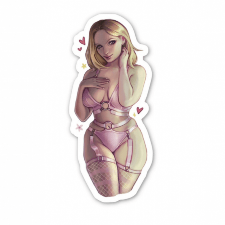 Pink fishnet sticker