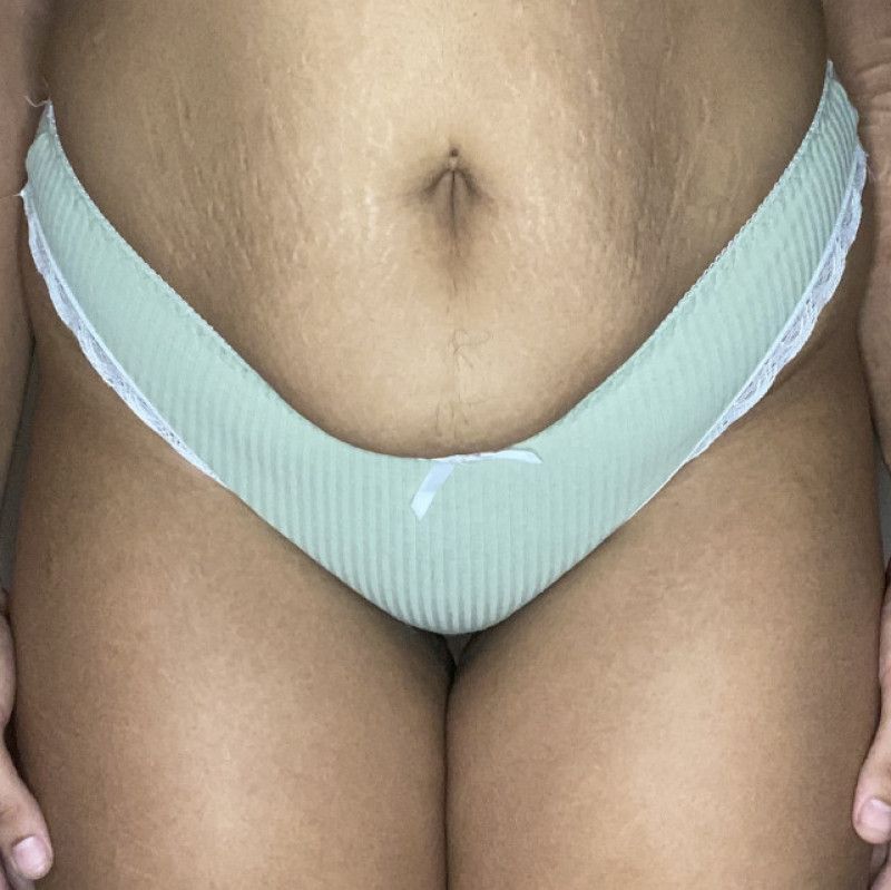 Green cotton rib thong