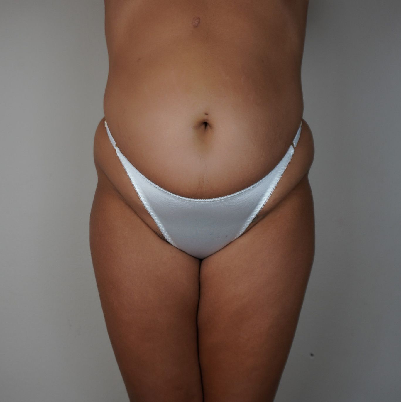 White satin thong panty