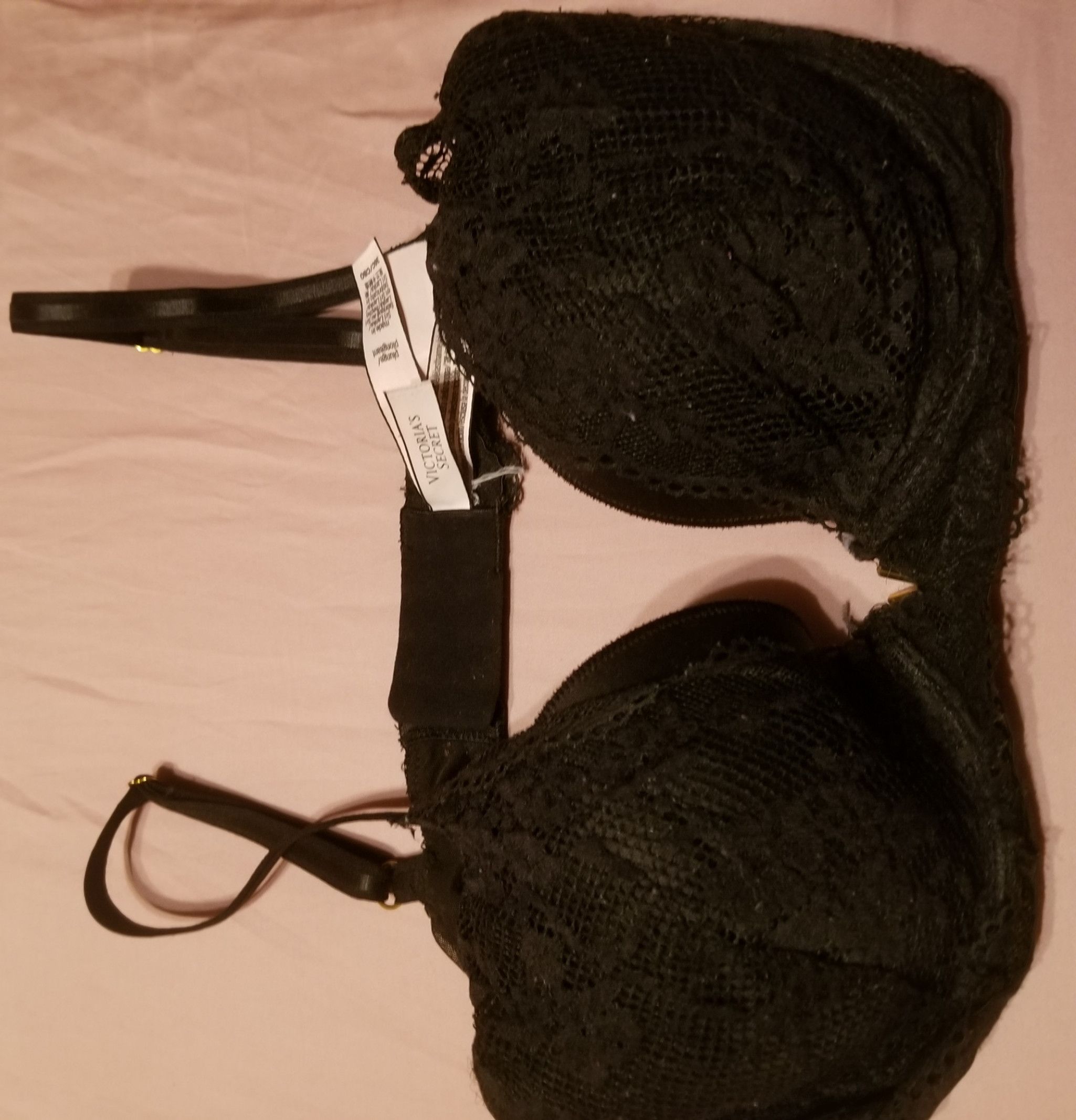 Victorias secret black lace front bra