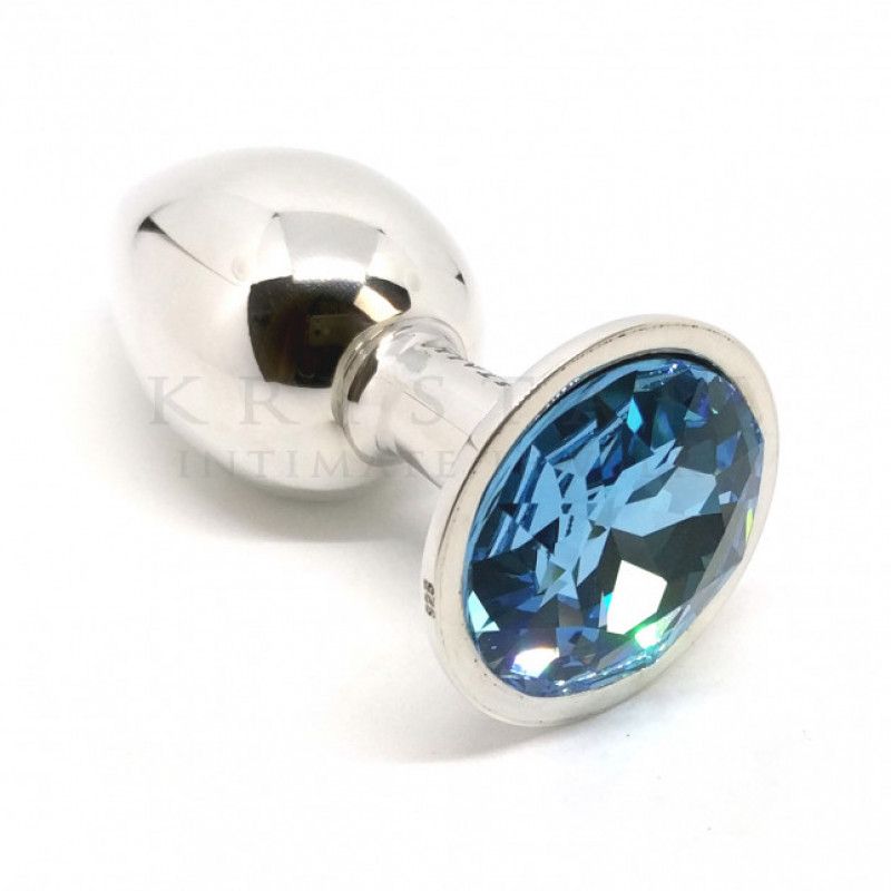 925 Sterling Silver Butt Plug Aquamarine