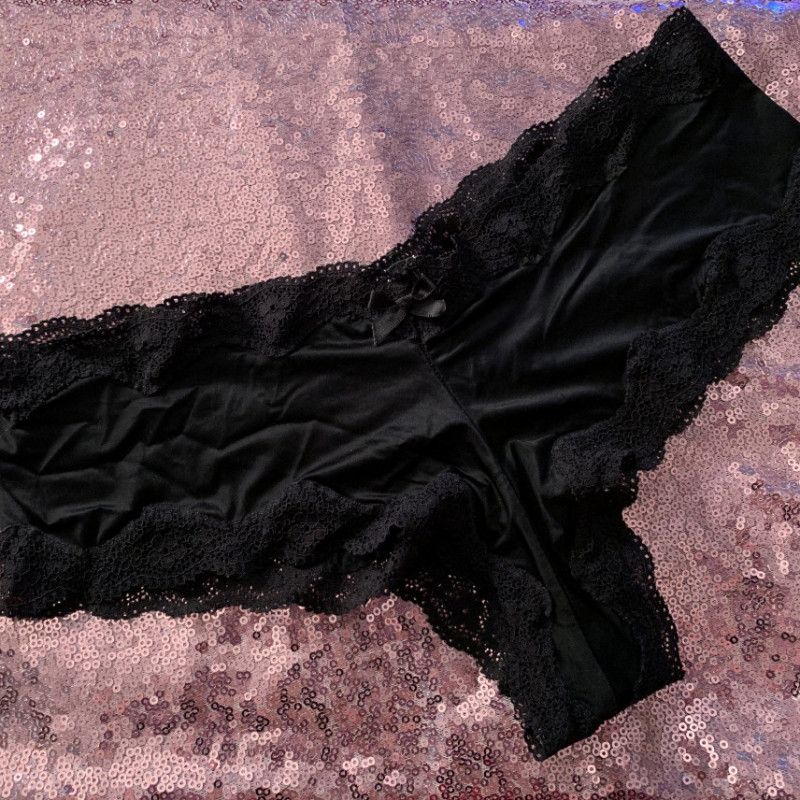 Black lace and silk panties