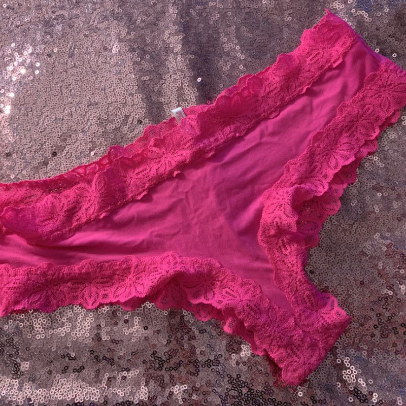 Hot pink lace and silk panty