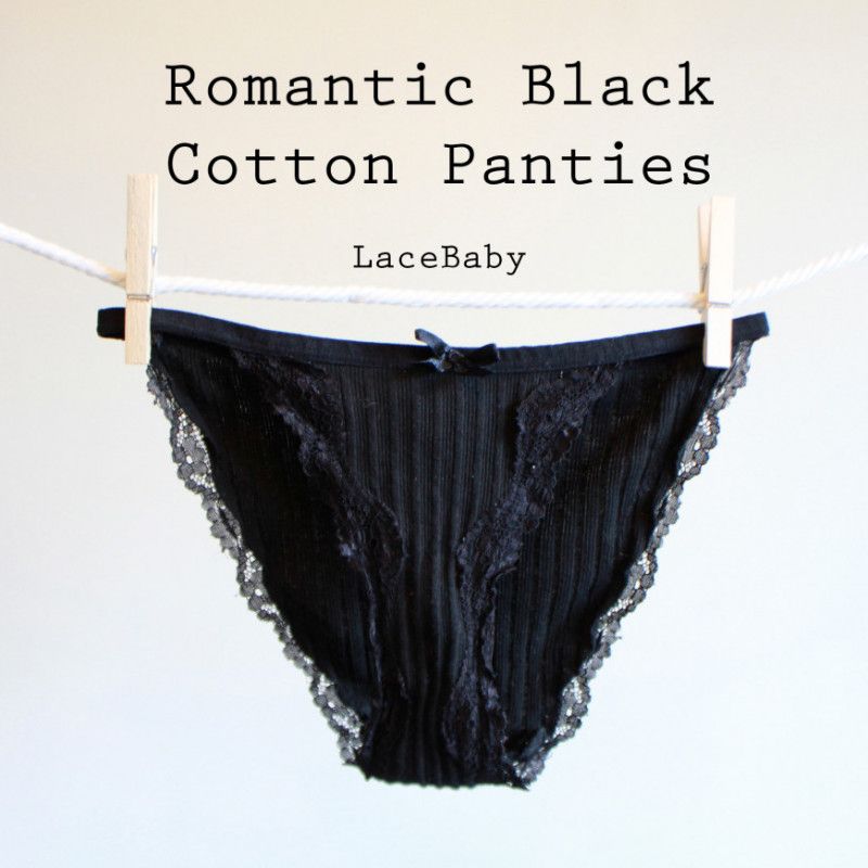 Romantic Black Cotton Panties