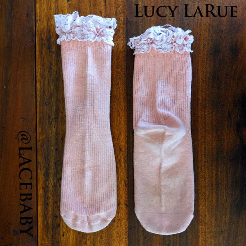 Pink Socks with Old Lace Cuffs