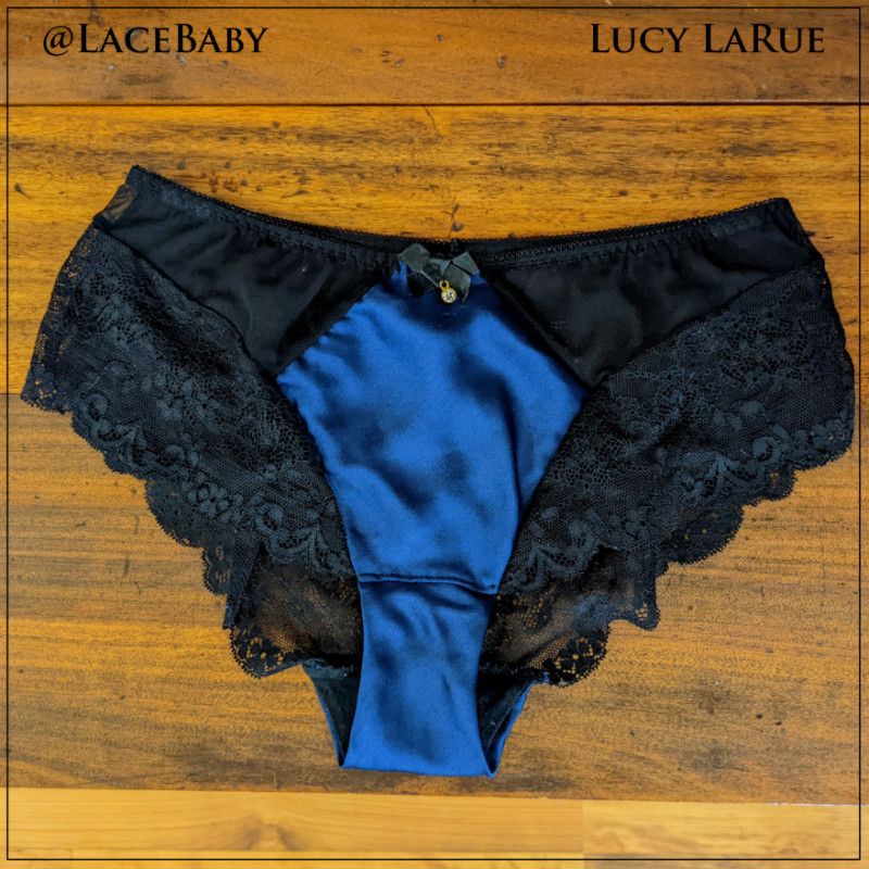 Black Lace Blue Satin Panties