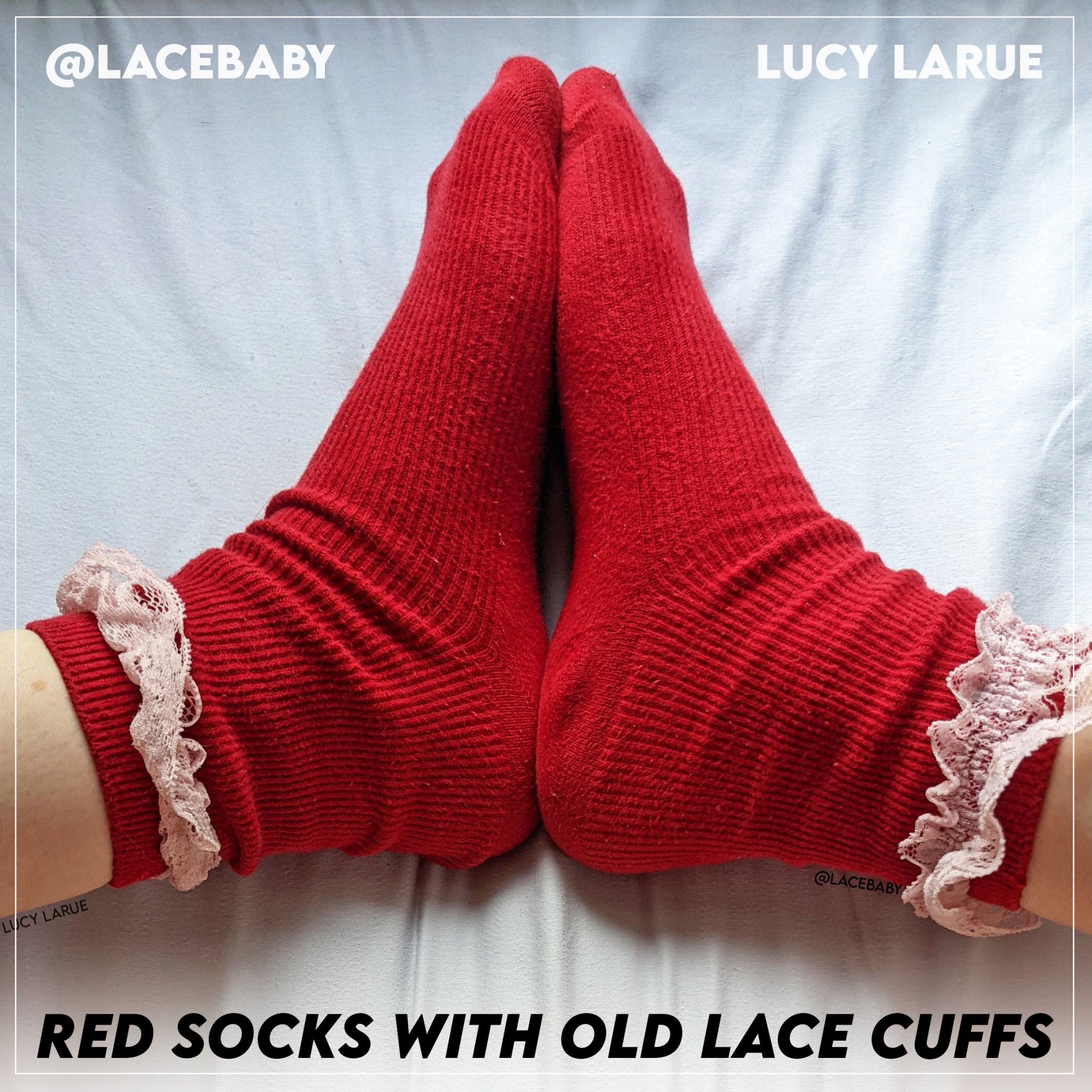 Red Socks with Old Lace Cuffs