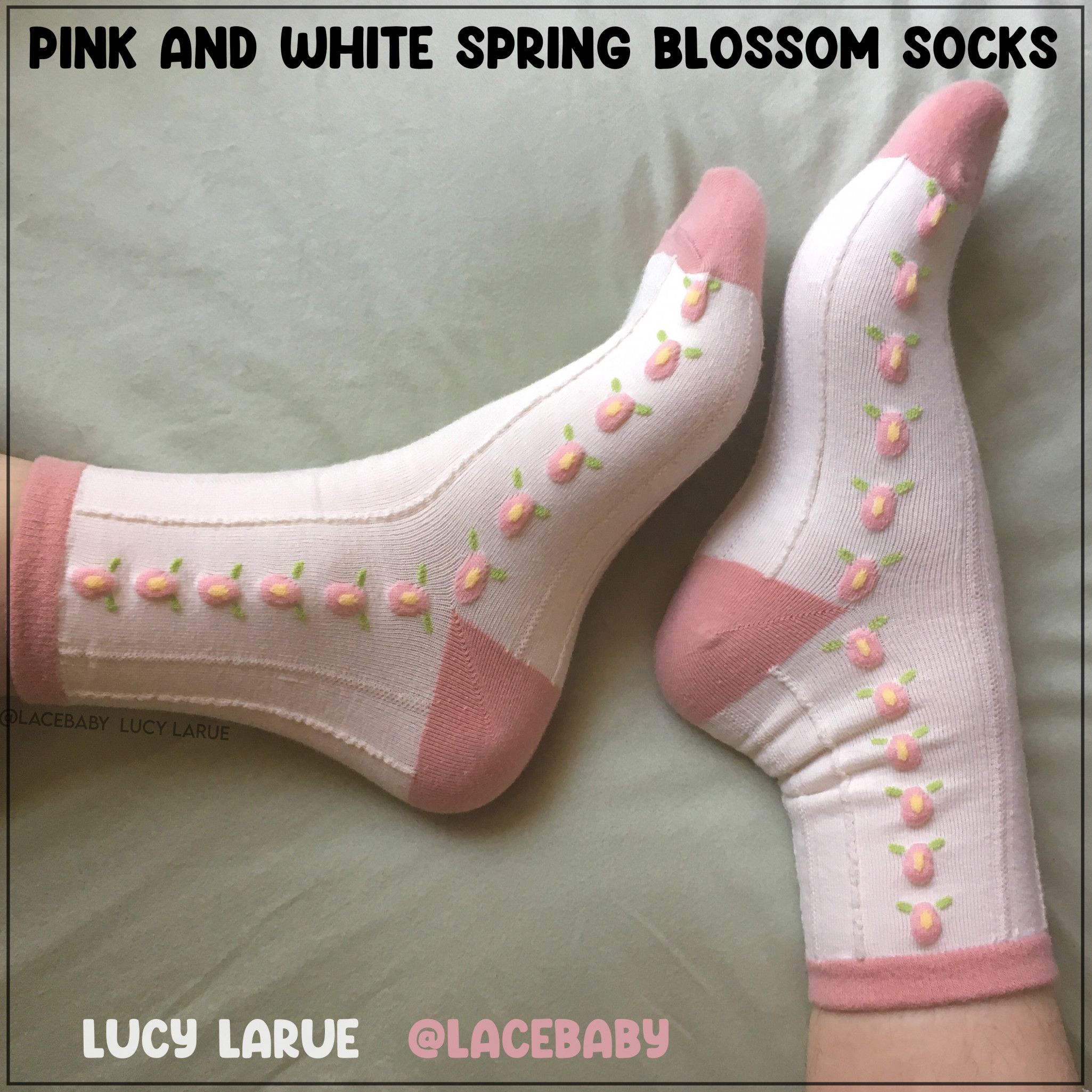 Pink and White Spring Blossom Socks