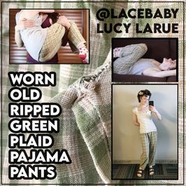 Worn Old Ripped Green Plaid Pajama Pants