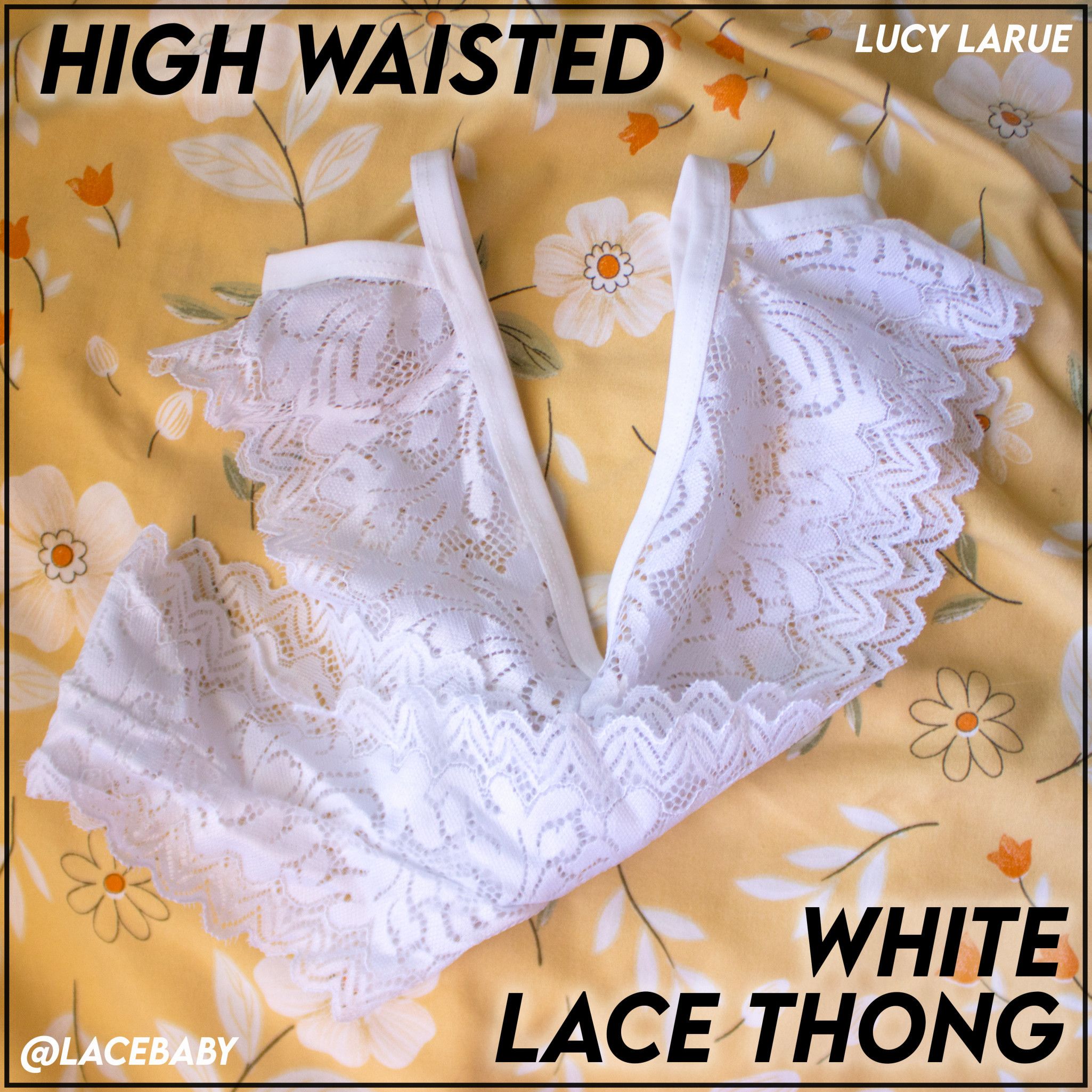 High Waisted White Thong