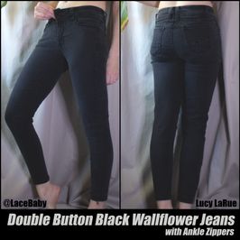 Double Button Black Wallflower Jeans with Ankle Zippers