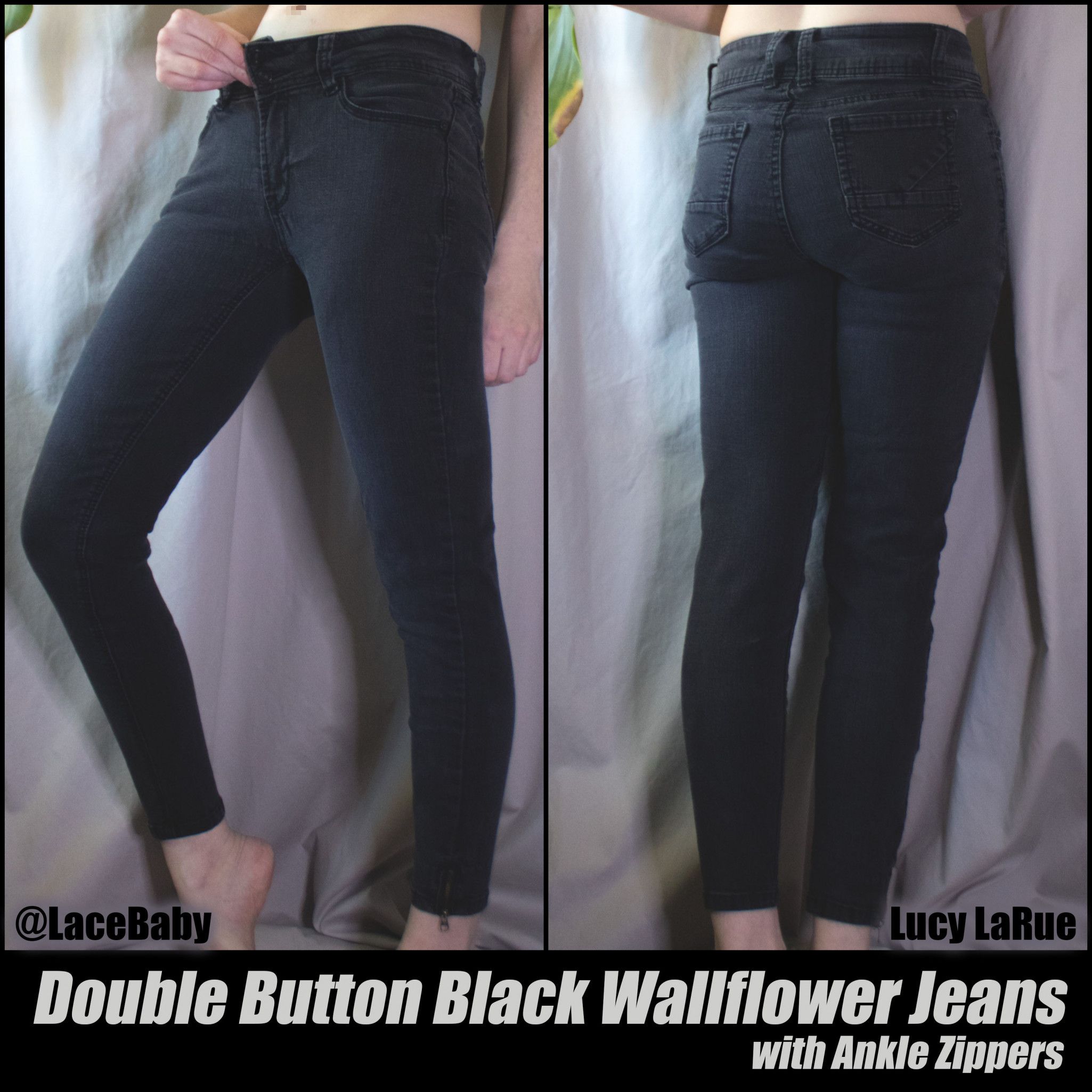 Double Button Black Wallflower Jeans with Ankle Zippers