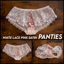 White Lace Pink Satin Panties