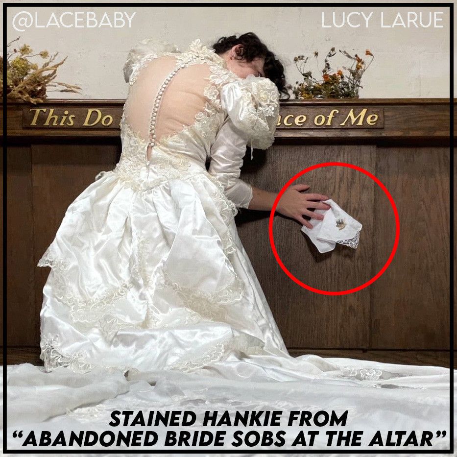 Stained Hankie from Abandoned Bride Sobs at the Altar