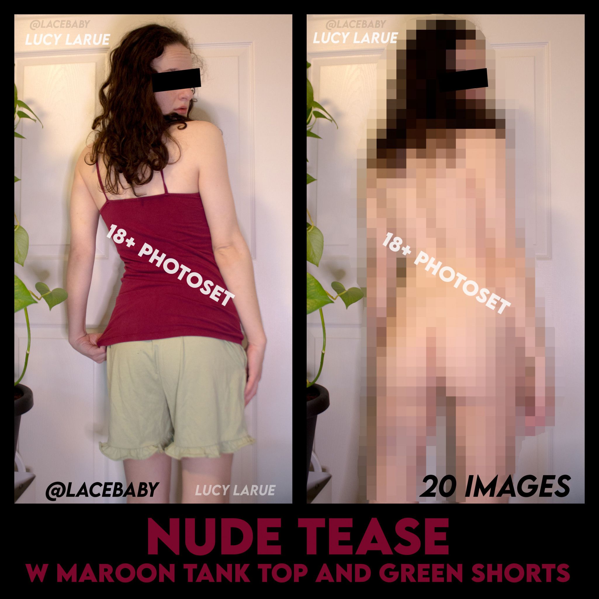 Nude Tease w Maroon Tank Top and Green Shorts Photoset