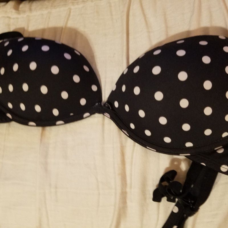 Black and white polka dot bra