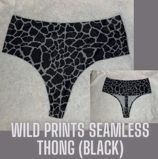 Black and Grey Wild Prints Thong