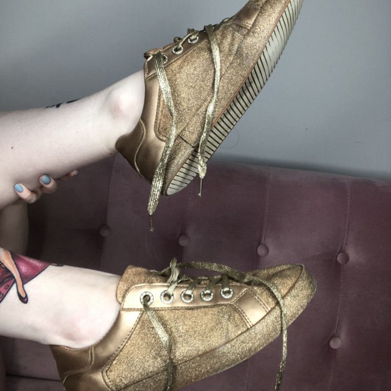 Overused Gold Glitter Trainers