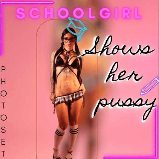 Schoolgirl shows her pussy