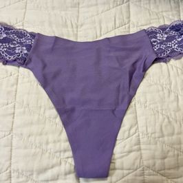 Purple seamless thong with lace