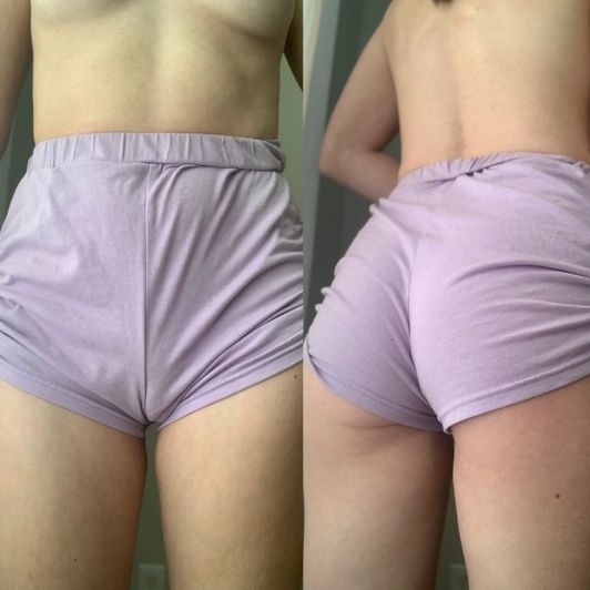 Worn purple booty shorts