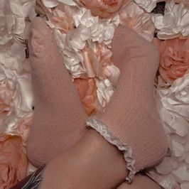 Pink  white frilly ankle socks