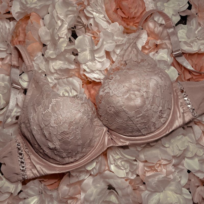 Light pink satin  lace bra