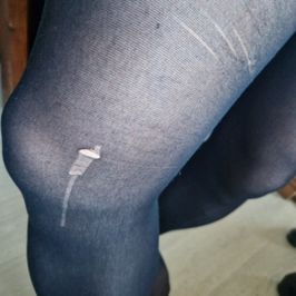 worn laddered tights nylons