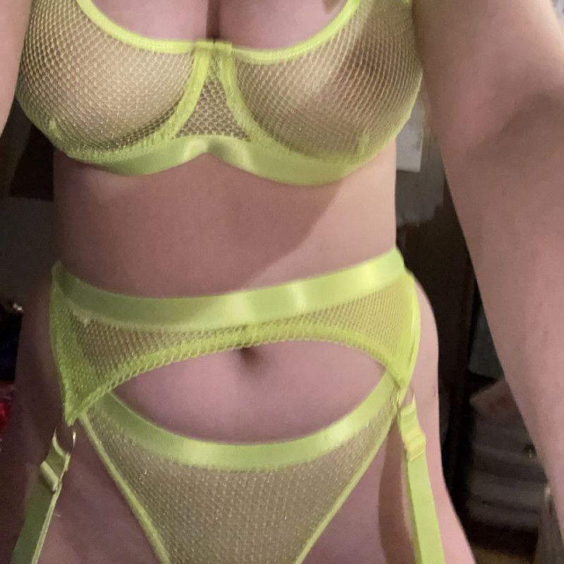 Green fishnet lingerie