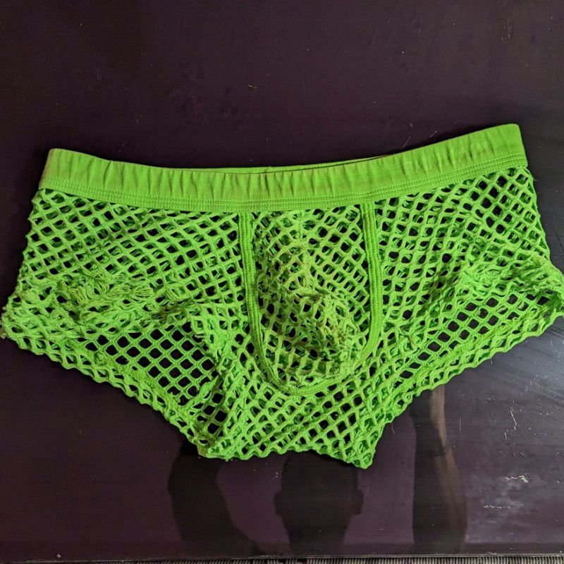 Green Cotton Mesh Boxer Briefs