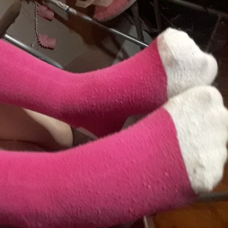 Pink and White Socks