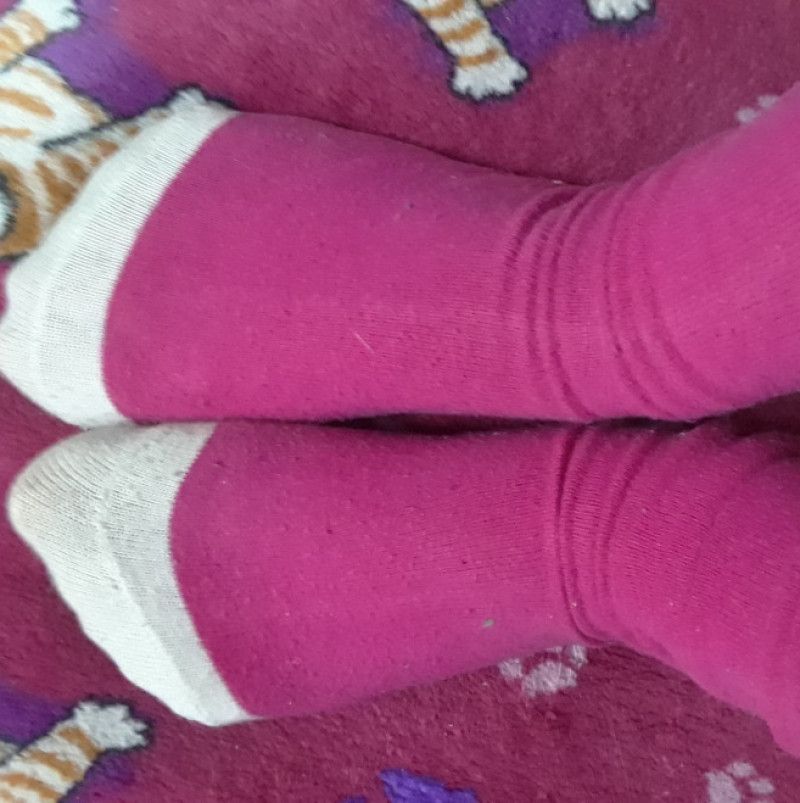 Pink and white Socks