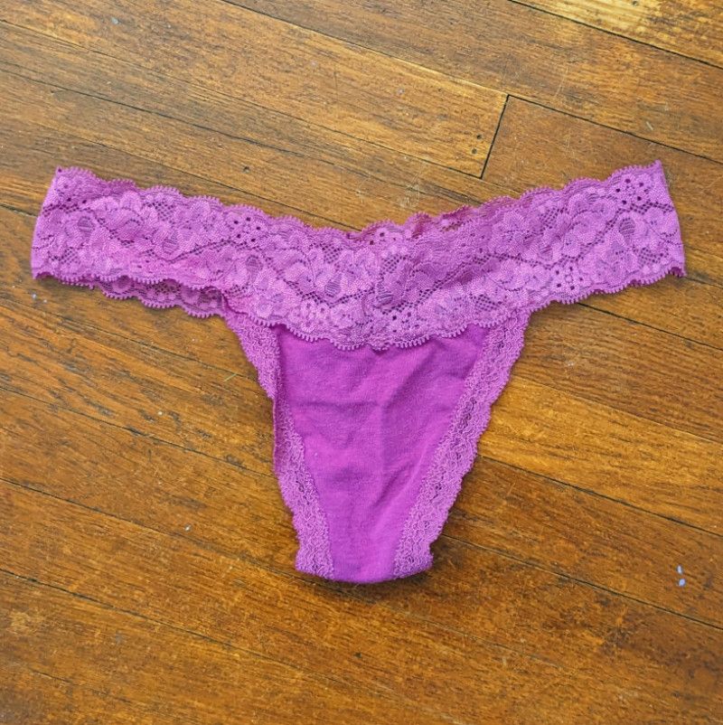 Magenta lace thong