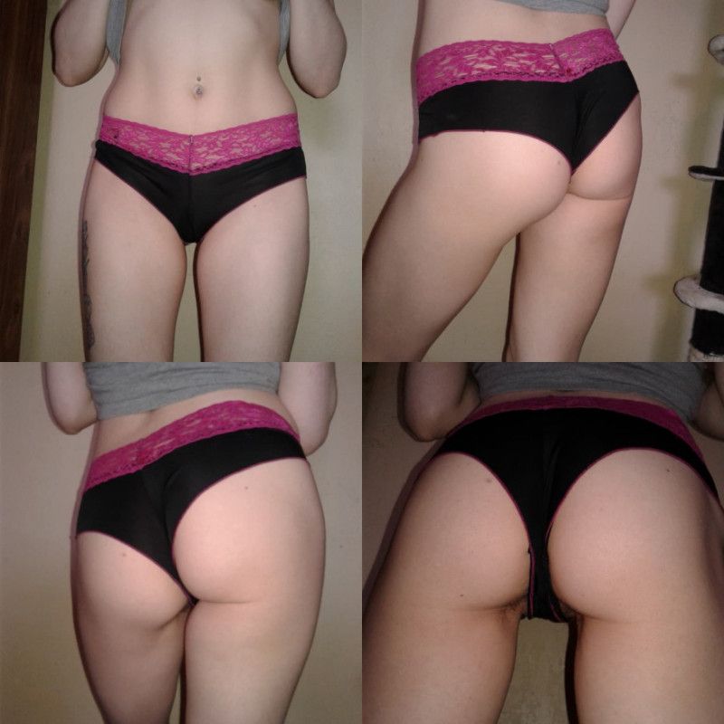 Worn Black and Pink Panties