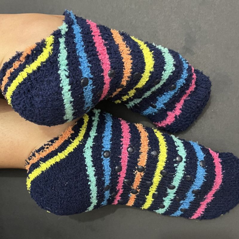 Multicoloured stripped ankle sock pair