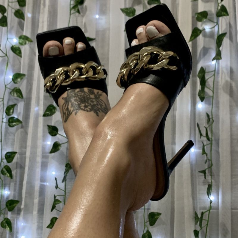 Aldo Black High Heels With Chain Link