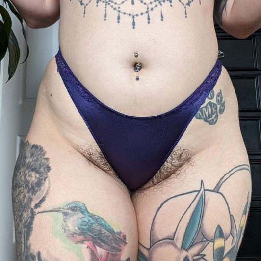 Purple Satin Lace Thong