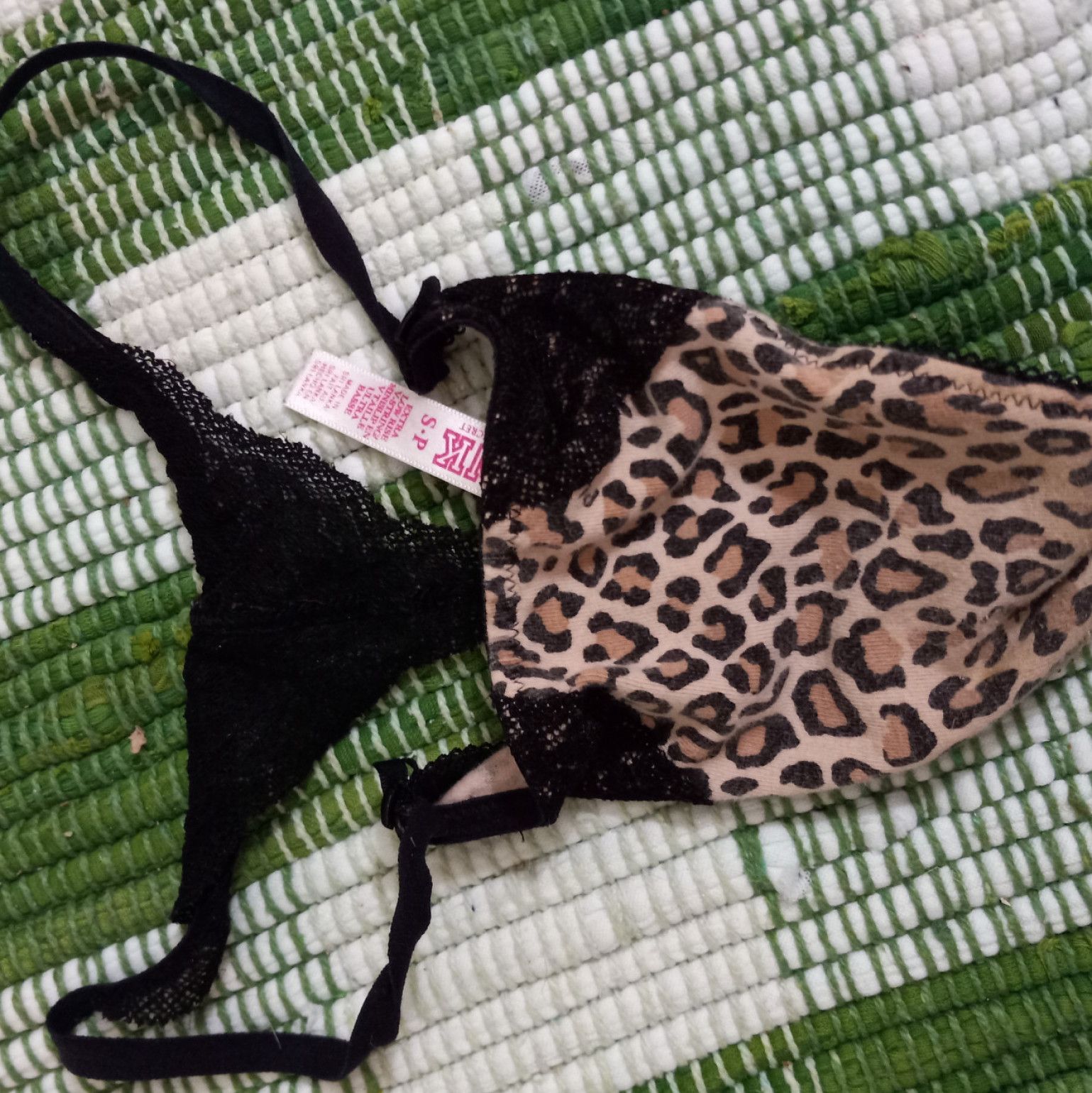 Stained PINK by Victorias Secret Leopard print Thong