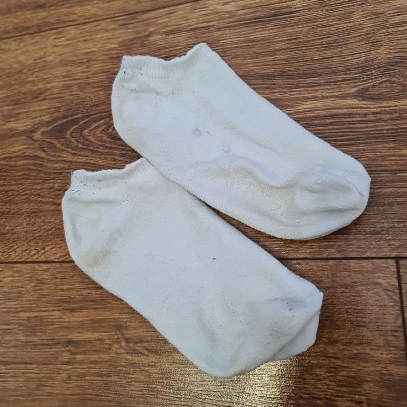 White worn socks