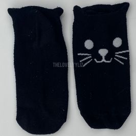 BLACK KITTY ANKLE SOX