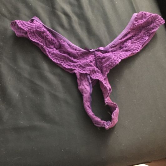 My purple lace thong