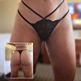 Used Black laced thong