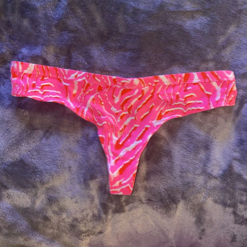 Pink and red patterned thong panties