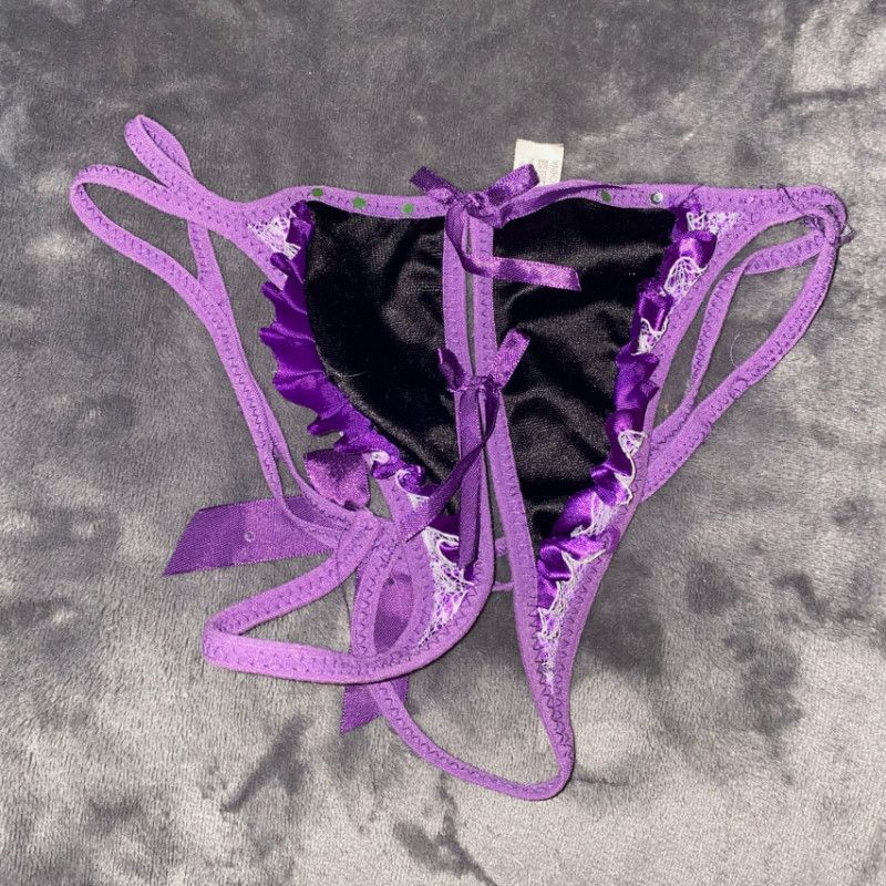 Purple and black thong panties