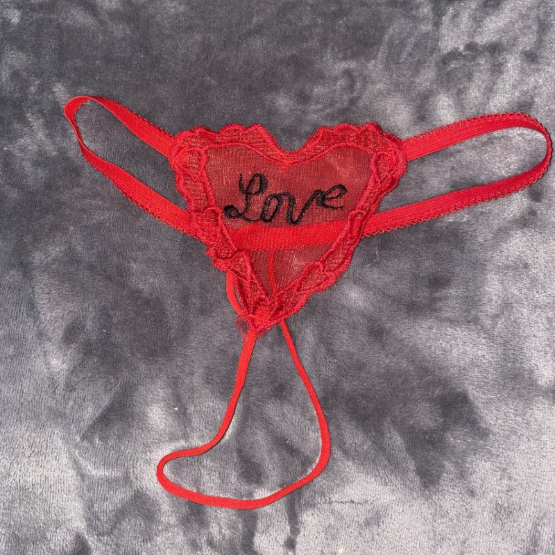 Red heart thong panties