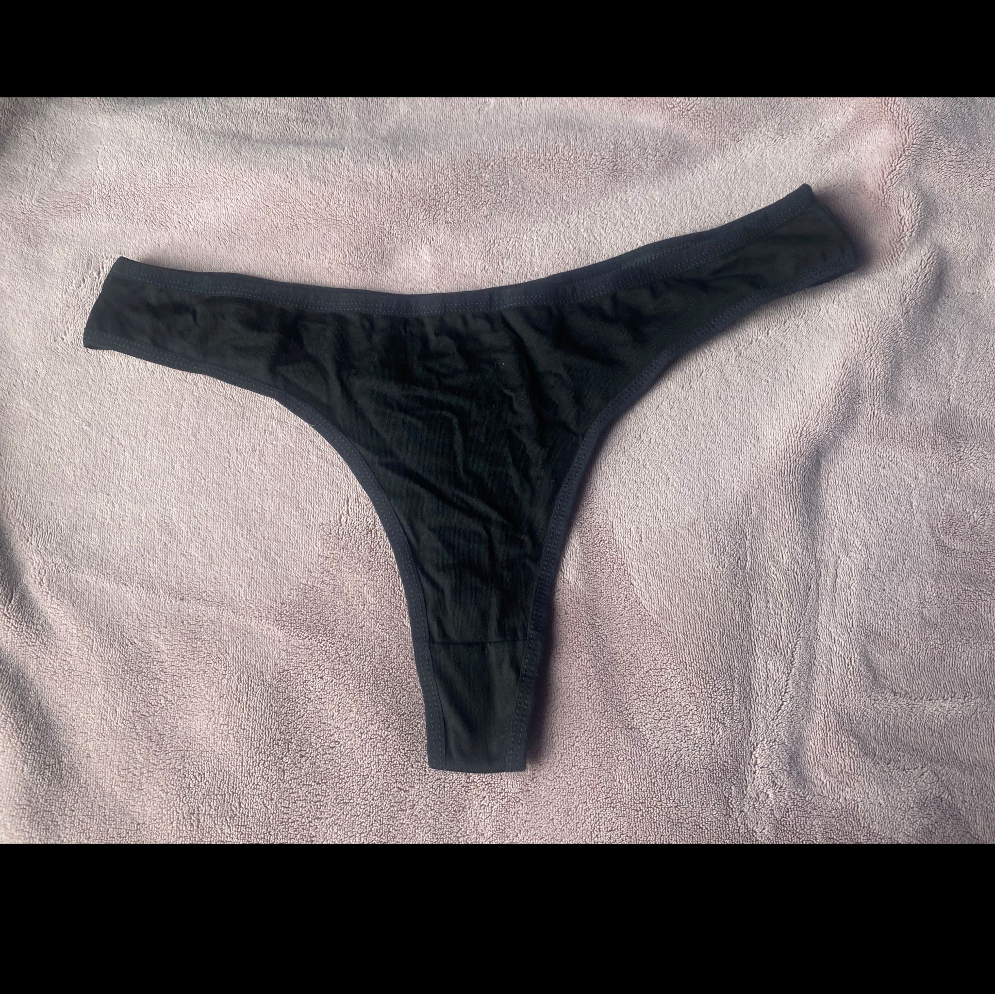 Black Cotton Thong